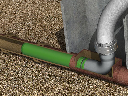 An underground pipe relined with brawoliner