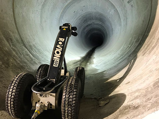 A drain camera inspecting a sewer