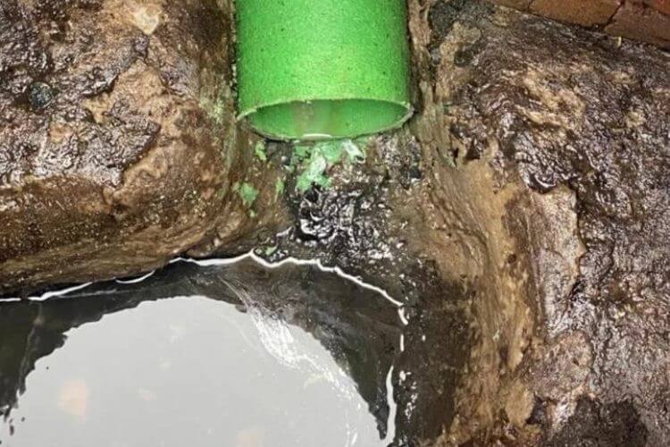 leaking sewer pipe