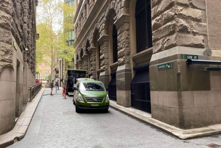 The Relining Company Van outside of Sydney stone building